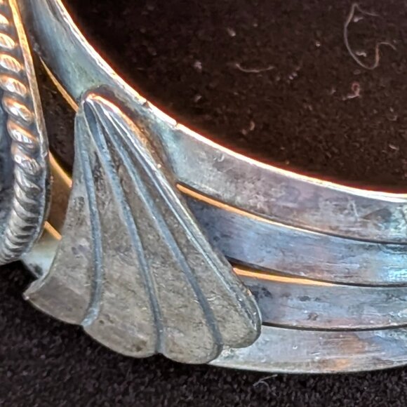 Stunning Vintage Navajo Sterling Silver Four-Stone Turquoise Cuff Bracelet - Picture 13 of 13